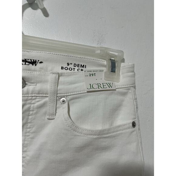 J Crew 9” Demi Boot Crop Stretch Denim Jeans Size 29 TALL White Mid Rise Preppy - Picture 3 of 9